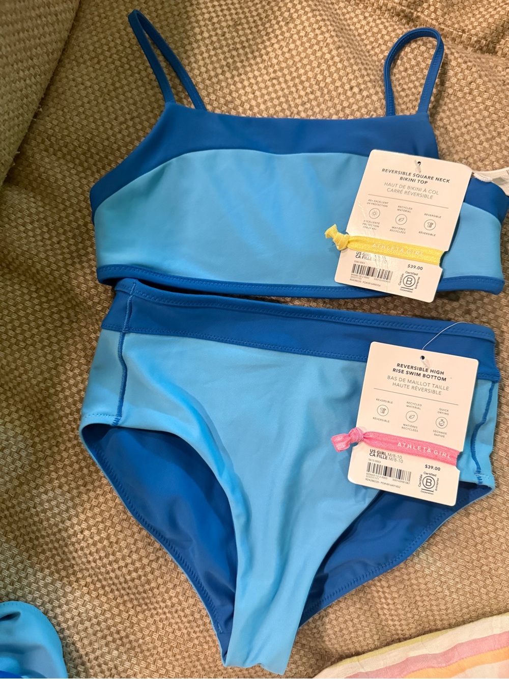 Athleta Girls' Two-Piece Reversible Swim Set - Light Blue & Royal Blue
